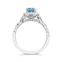New Brilliance Lab Grown 1.50CTW Blue & White Diamond Ring in 14K White Gold