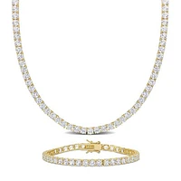 Julianna B Yellow Plated Sterling Silver Created White Sapphire Set