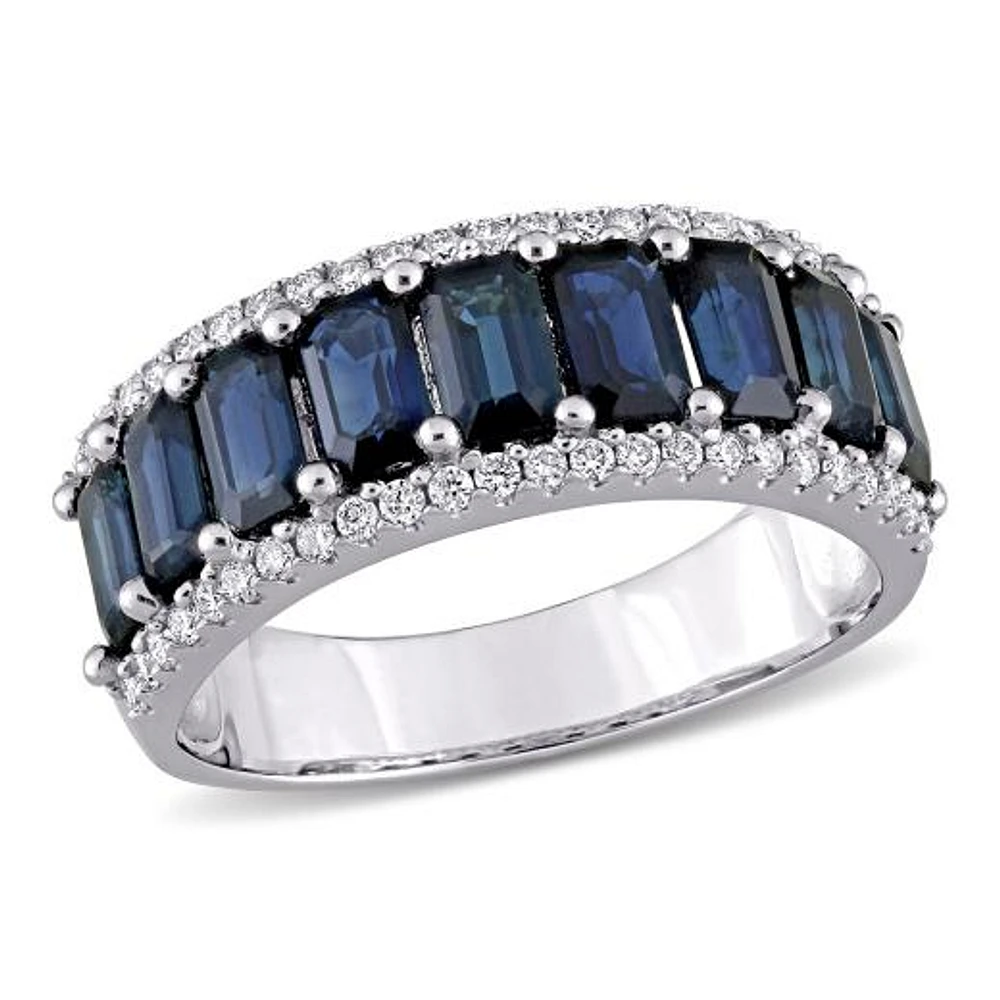 Julianna B 14K White Gold Sapphire & Diamond Semi Eternity Ring
