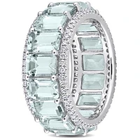 JULIANNA B 14K White Gold Aquamarine & Diamond Eternity Ring