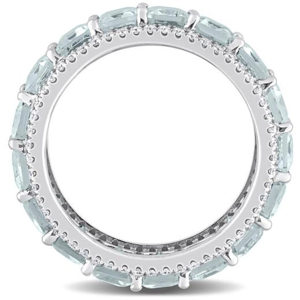 JULIANNA B 14K White Gold Aquamarine & Diamond Eternity Ring