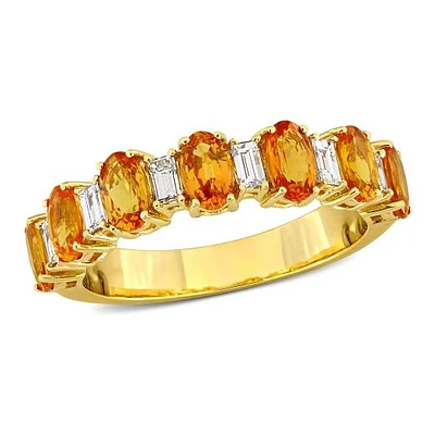 Julianna B 14K Yellow Gold Sapphire & Diamond Anniversary Ring