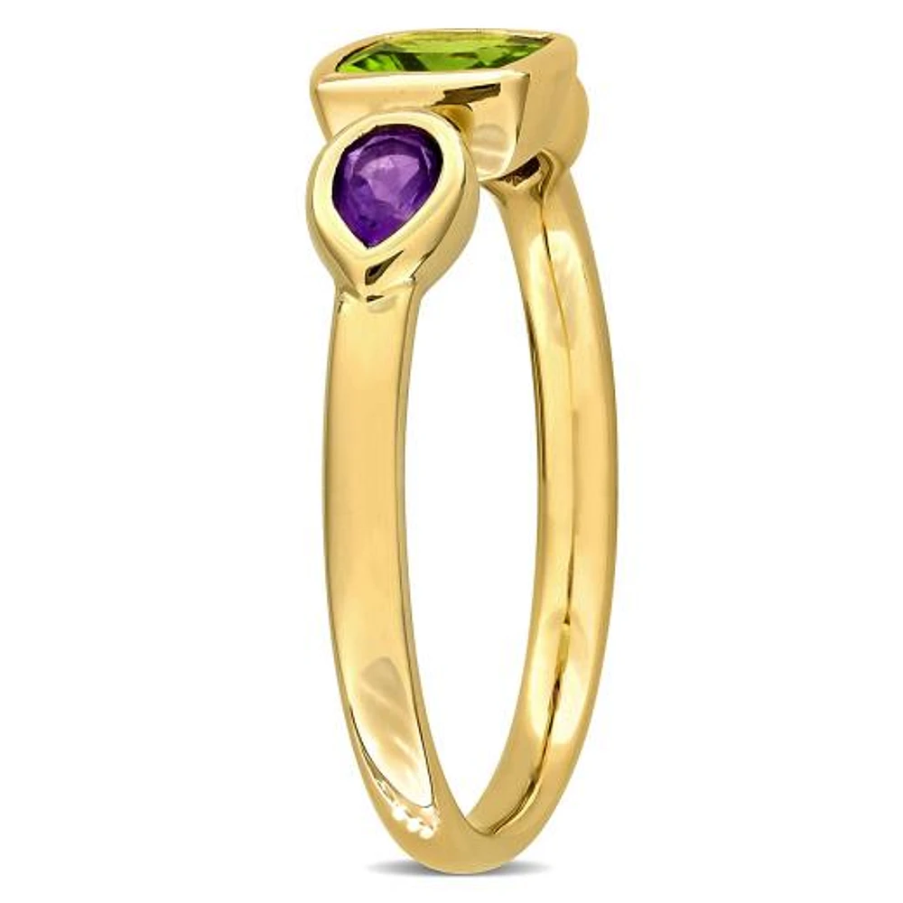 JULIANNA B 10K Yellow Gold Peridot & Amethyst Ring