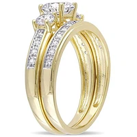 JULIANNA B Yellow Plated Sterling Silver Cubic Zirconia Bridal Set