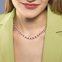 Julianna B Sterling Silver Created Ruby & Created White Sapphire Necklace 17