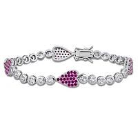 Julianna B Sterling Silver Created Ruby & Created White Sapphire Bracelet 8