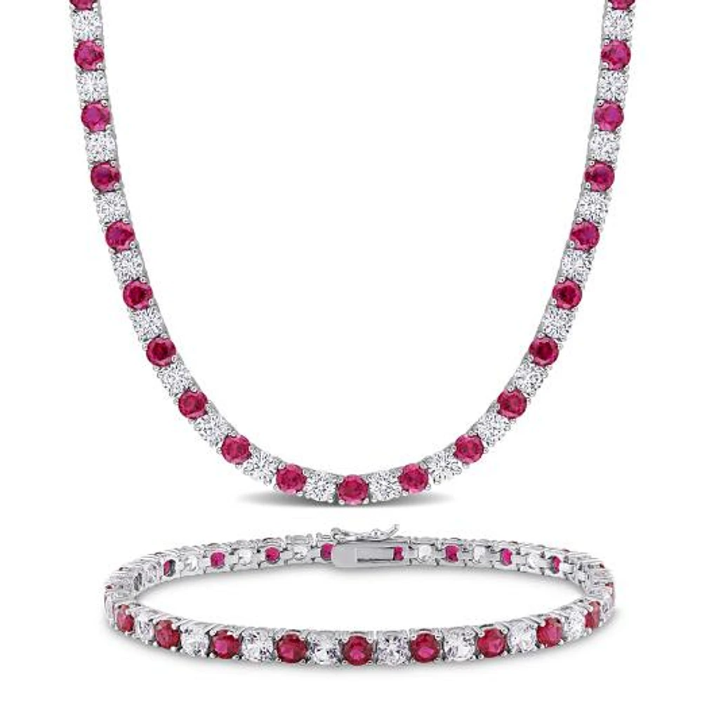 Julianna B Sterling Silver Created Ruby & Created White Sapphire Set