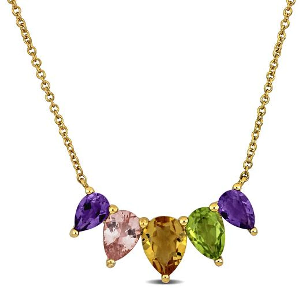 Julianna B Yellow Plated Sterling Silver Multi-Gemstone Necklace 18