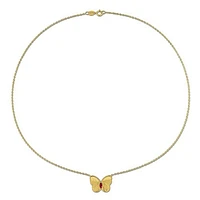 Julianna B Yellow Plated Sterling Silver Created Ruby Butterfly 17" Pendant