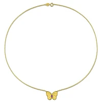 Julianna B Yellow Plated Sterling Silver Amethyst Butterfly 17" Pendant