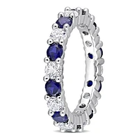 JULIANNA B Sterling Silver Created Blue & White Sapphire Eternity Ring