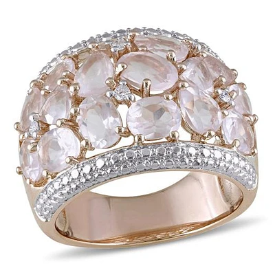 Julianna B Rose Plated Sterling Silver Quartz & Diamond Ring