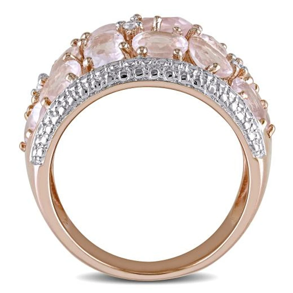 Julianna B Rose Plated Sterling Silver Quartz & Diamond Ring