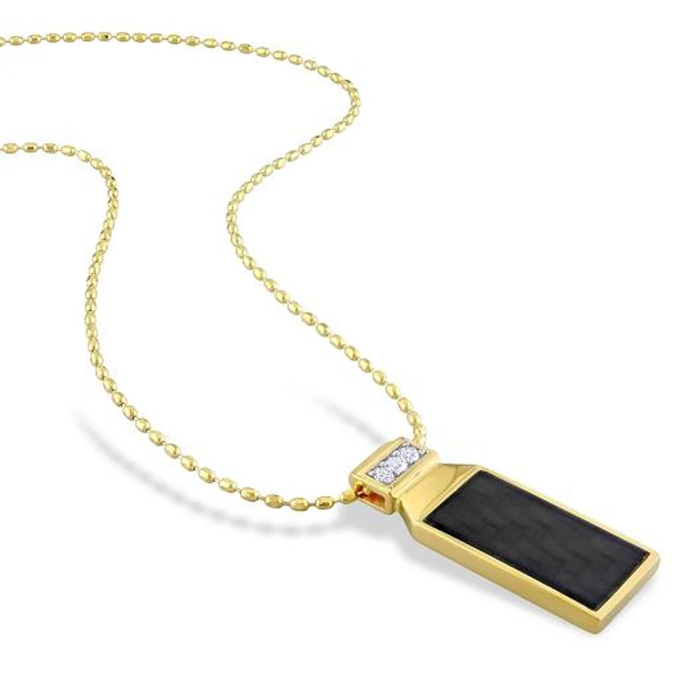 Julianna B Yellow Plated Sterling Silver Carbon Fibre Created Sapphire Pendant