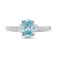 New Brilliance Lab Grown 1.23CTW Blue & White Diamond Ring in 14K White Gold