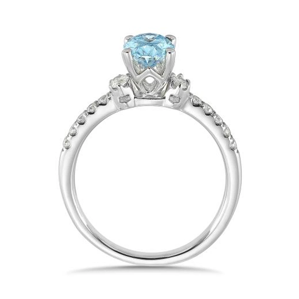 New Brilliance Lab Grown 1.23CTW Blue & White Diamond Ring in 14K White Gold