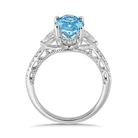 New Brilliance Lab Grown 2.60CTW Blue & White Diamond Ring in 14K White Gold