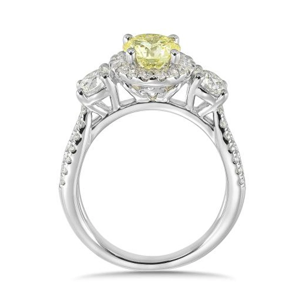 New Brilliance Lab Grown 2.00CTW Yellow & White Diamond Ring in 14K White Gold