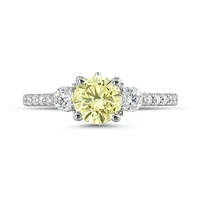 New Brilliance Lab Grown 1.88CTW Yellow & White Diamond Ring in 14K White Gold