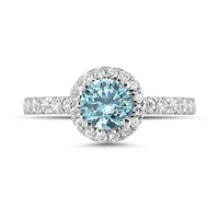 New Brilliance Lab Grown 1.26CTW Blue & White Diamond Ring in 14K White Gold