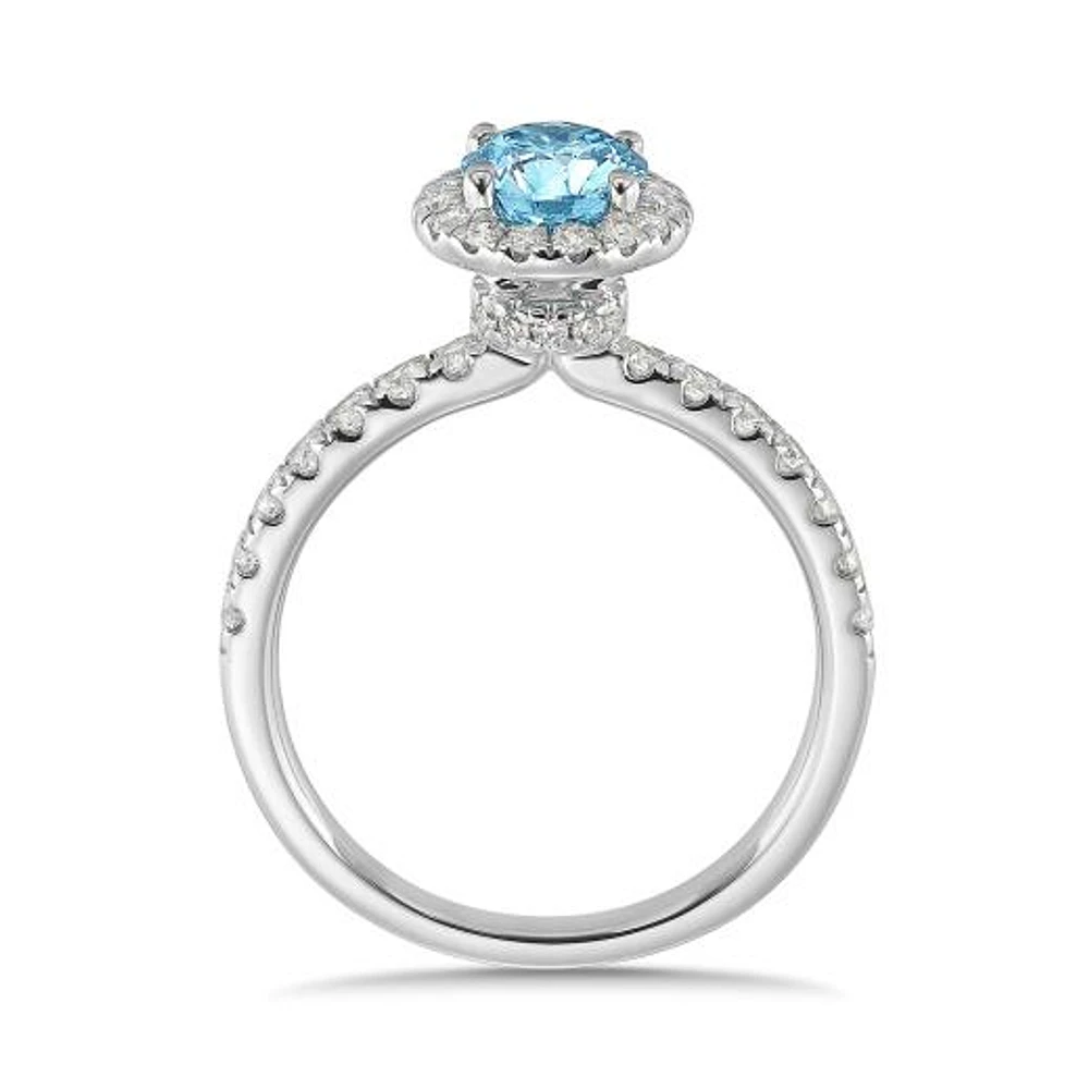New Brilliance Lab Grown 1.26CTW Blue & White Diamond Ring in 14K White Gold