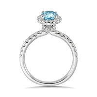 New Brilliance Lab Grown 1.26CTW Blue & White Diamond Ring in 14K White Gold