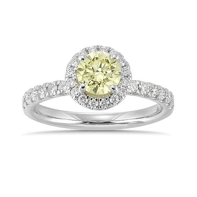 New Brilliance Lab Grown 1.26CTW Yellow & White Diamond Ring in 14K White Gold