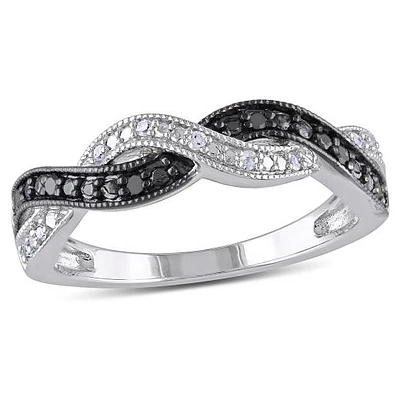 JULIANNA B 0.10CTW Black & White Diamond Fashion Ring Sterling Silver