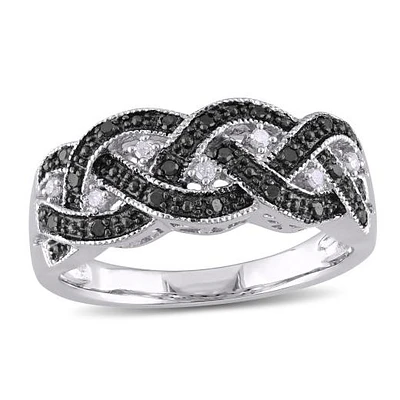 JULIANNA B 0.16CTW Black & White Diamond Fashion Ring Sterling Silver