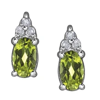 10K White Gold Peridot & 0.05CTW Diamond Earrings