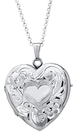 Sterling Silver 20" Engraved 4-Picture Heart