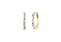Hollywood Hoops 13mm Yellow Gold 0.05CTW Diamond Earrings