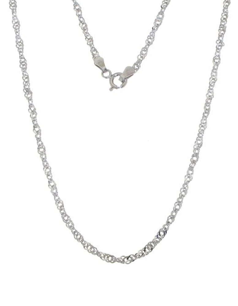 Sterling Silver 16" 2.1mm Singapore Chain