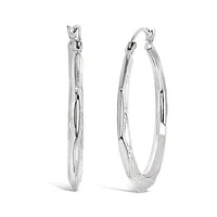 10K White Gold Pattern Creole Earrings