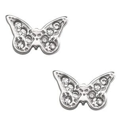 Children's Sterling Silver Cubic Zirconia Butterfly Safety Earrings