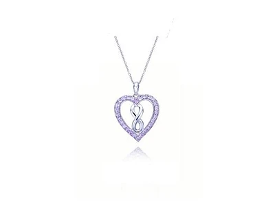 Sterling Silver Created Pink Sapphire Infinity Heart Pendant