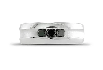 Sterling Silver Black Diamond Men's 0.50CTW Wedding Band