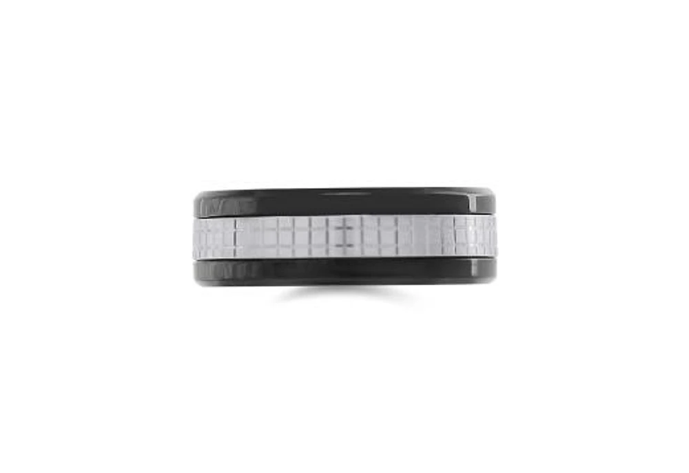 Men's White Gold & Cobalt Band