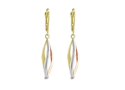 10K Tri-Colour Gold Drop Earrings