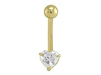 14K Yellow Gold 6mm Heart Cubic Zirconia Heart Belly Ring