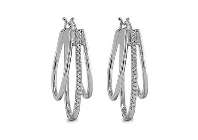 Sterling Silver 3 Row Drop Hoops