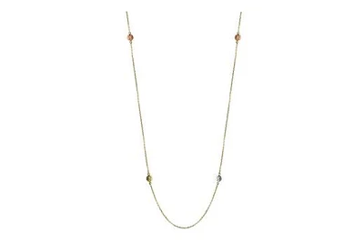 10K Tri-Colour Diamond Cut Stationary Bead Necklace