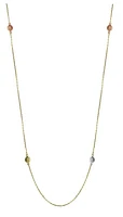 10K Tri-Colour Diamond Cut Stationary Bead Necklace