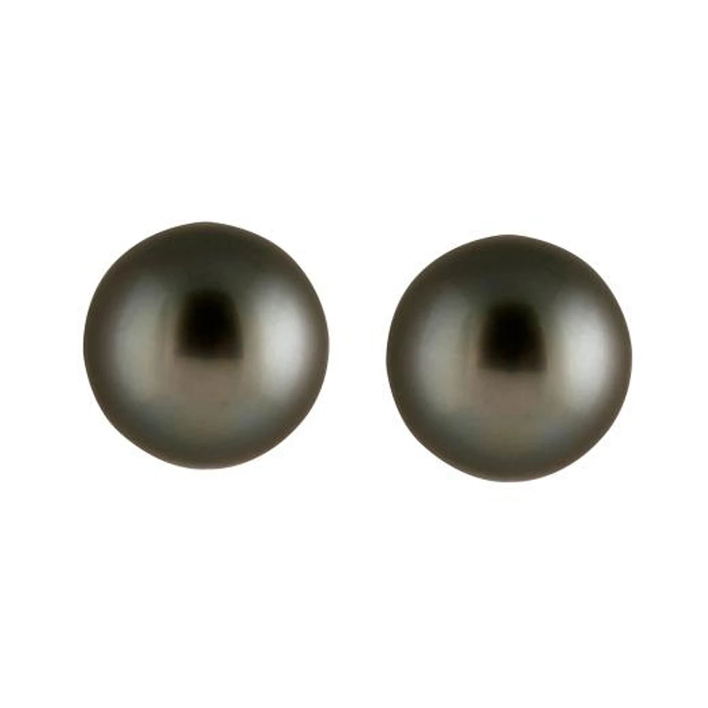 Large Tahitian Pearl Stud Earrings