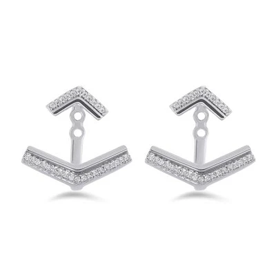 Sterling Silver 0.11CTW Front Back Earrings