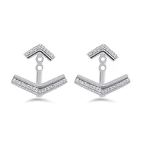 Sterling Silver 0.11CTW Front Back Earrings