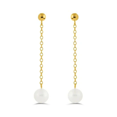 14K Yellow Gold Freshwater Pearl Drop Earrings