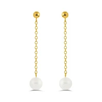 14K Yellow Gold Freshwater Pearl Drop Earrings