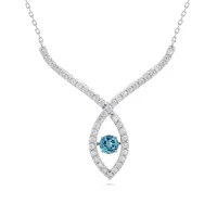 Sterling Silver Blue Topaz & Created White Sapphire Dancing Necklace