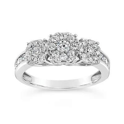 10K White Gold 1.00CTW Three-Stone Diamond Ring